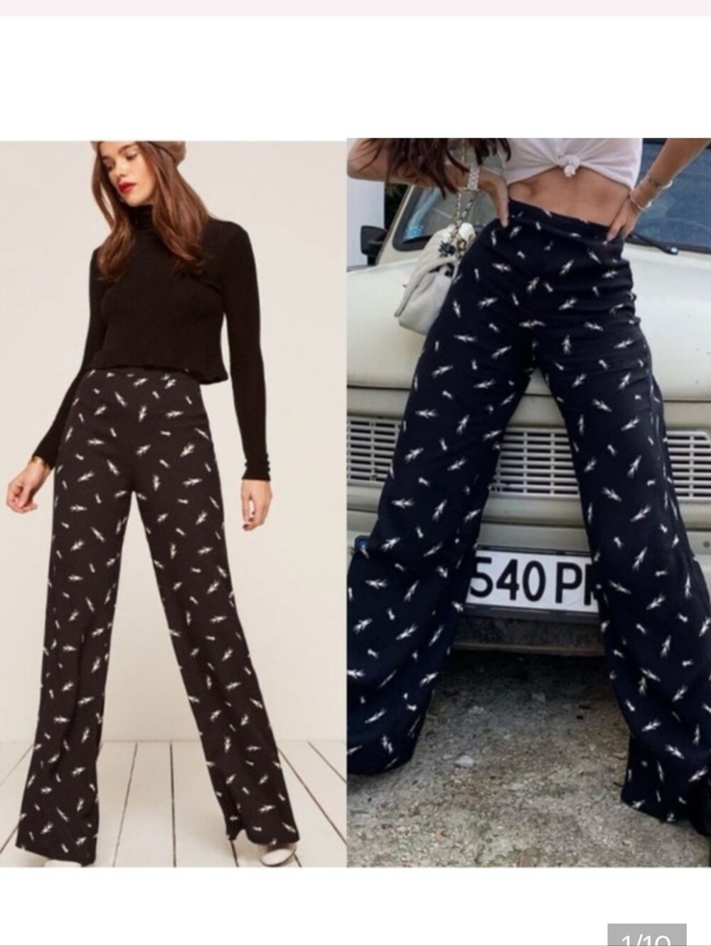 REFORMATION Sorrenti Rocketman Rockets High Waisted Wide Leg Trousers Pants